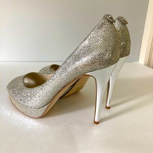 Michael Kors Silver Platform Peep Toe